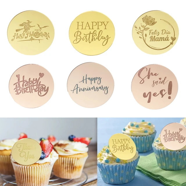 Garniture de cupcake en acrylique pour anniversaire de mariage, 5