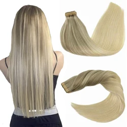 POPUKAR Platinum Blonde Balayage Hair Extensions Tape in Human Natural Soft Luxury 22 Inch