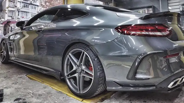 C63 w205 задние шпильки FD стиль углеродное волокно задний боковой разделитель для