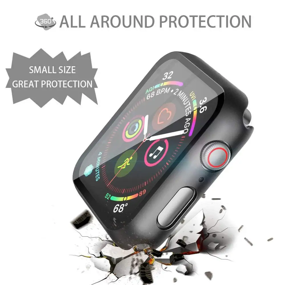 PC матовый жесткий чехол 360 Полный Экран протектор бампер рамка для Apple watch, версии 5/4/3/2/1 защитная пленка из закаленного стекла с пленка для наручных часов iwatch, 4/5