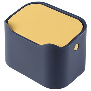 

Double-Layer Waste Bins Desktop Capped Trash Box Can Kitchen Office Garbage Storage Bucket