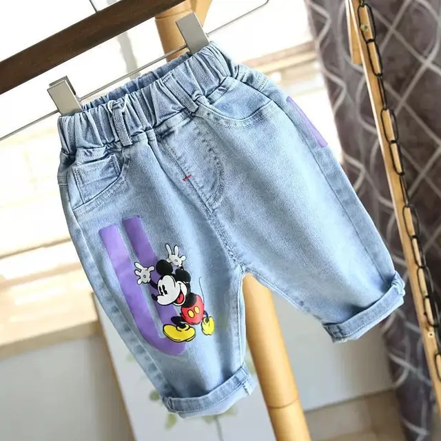 Summer Shorts Jeans Young Boys Cloose Shorts Children Denim Mid Pants Kids Baby Boy Stretch Knee Length Short Trousers 4