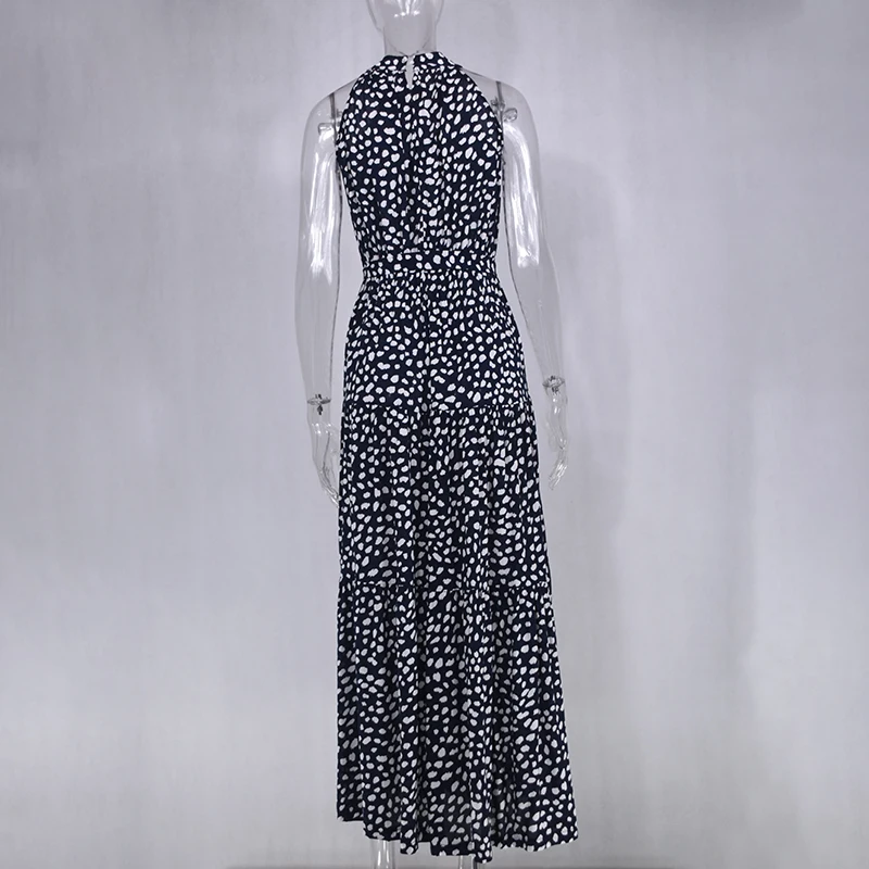 Summer Long Dress Polka Dot Casual Dresses Black Sexy Halter Strapless New 2021 Yellow Sundress Vacation Clothes For Women