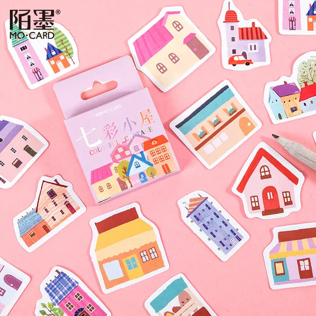 45Pcs/box Beautiful Scenery Stickers Cute Colorful Cloud Stickers Journal Diary Scrapbooking Stationery Decoration Stickers I