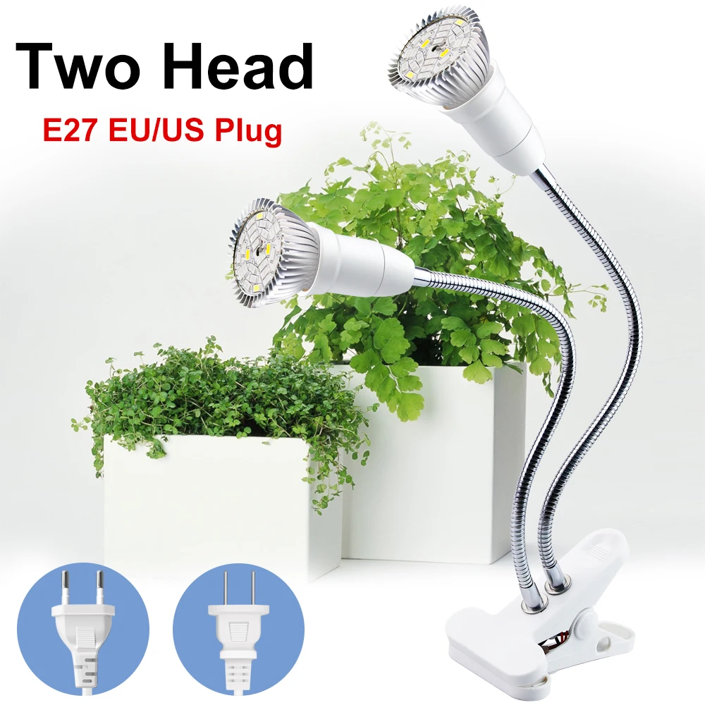 

LED Light Bulbs For Plant Growth 2 HEAD LED Full Spectrum LED Grow Lights Lamps Indoor Flower Bloom Growing For Home Indoor