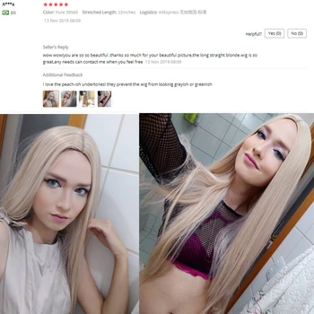 FAVE Long Straight Pure Light Brown Blonde Long Synthetic Wigs for White /Black Women 22 Inch Middle Part Can be Cosplay Wigs 6