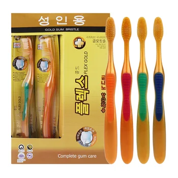 

4pcs/Pack Curved Slip Handle Gold Hair Toothbrush Superfine Soft Hair Oral Cleaning Fine Hair Toothbrush Home Adults
