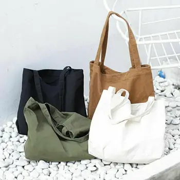 

Eco Environmental Shopper Shoulder Bags For Women Big Canvas Shopping Bag Reusable Soild Extra Large Tote Grocery Bag Young Girl
