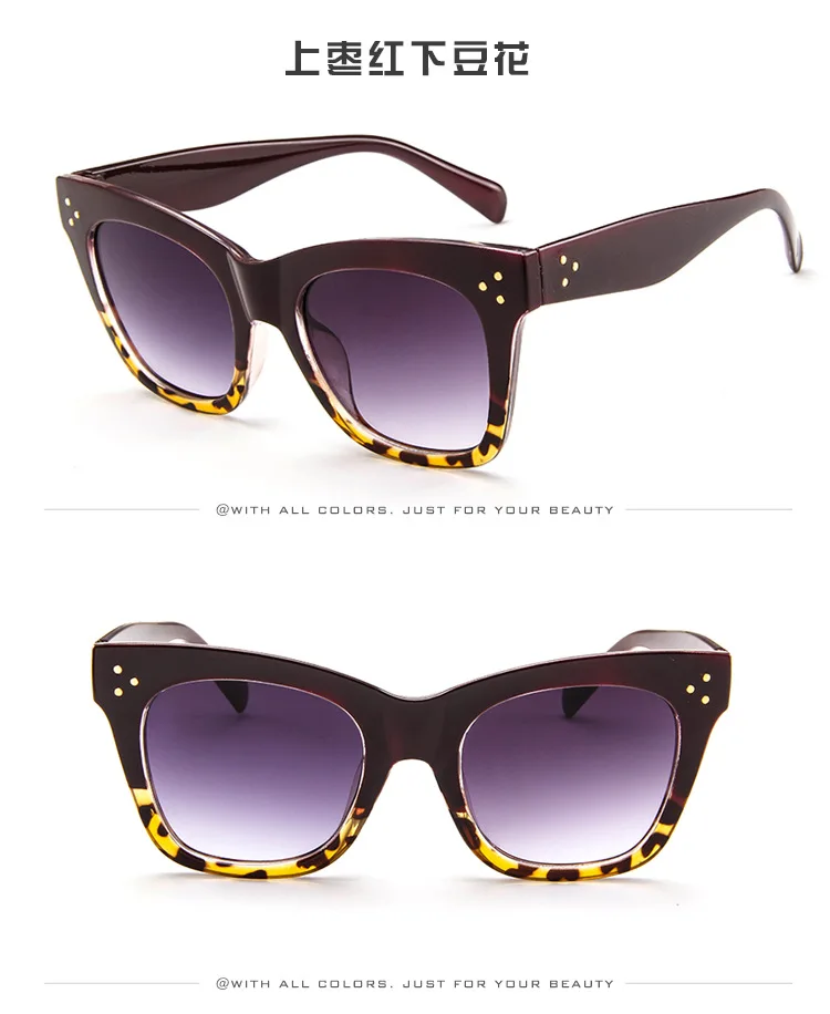 tom ford cat eye sunglasses women trending products leopard tea tf ladies sun glasses big oversized oculos de sol feminino - Цвет линз: zaohongxiadouhua