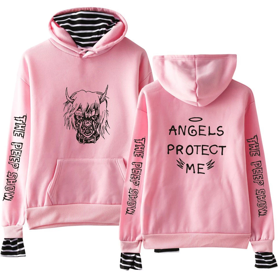 Креативные толстовки из двух частей для женщин Lil Peep ANGELS PROTECT ME Толстовка Harajuku высококачественный пуловер толстовки Sudadera