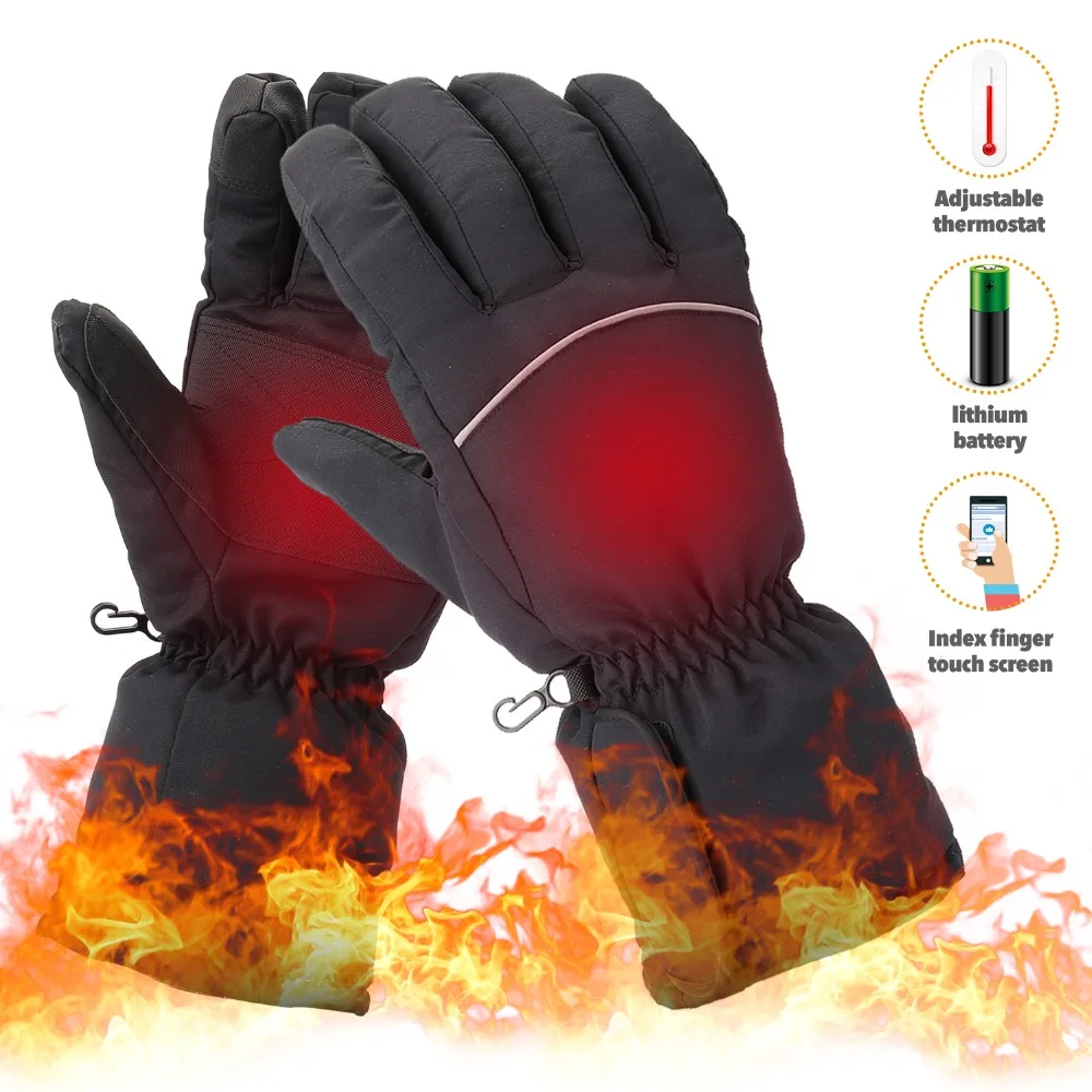 Winter Gloves Electric Heated Gloves Waterproof Windproof Cycling Warm Heating Screen USB Powered Heated Gloves Christmas Gift
