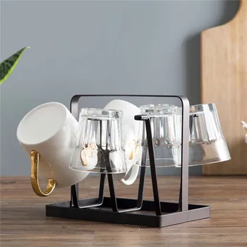 

Home Iron Cup Storage Rack Home Glass Storage Rack, Water Cup Creative Iron 6 Cups Mug Glass Stand Holder Drying Shelf Home Kitc
