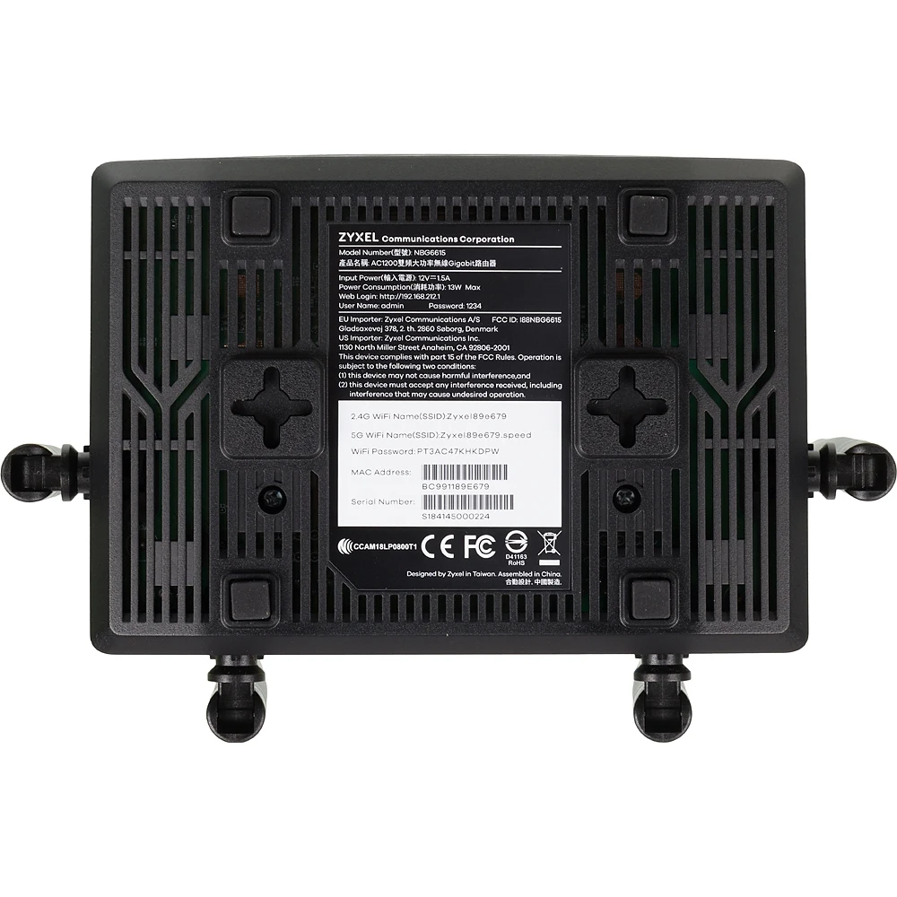 Роутер беспроводной Zyxel NBG6615-EU0101F AC1200 10/100/1000BASE-TX белый