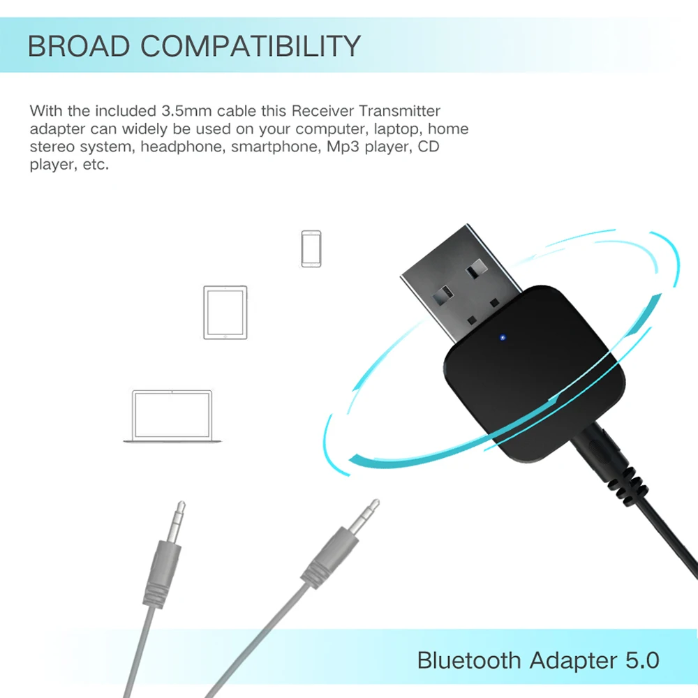 Разъем AUX Bluetooth 5,0 аудио приемник передатчик мини стерео Bluetooth RCA USB 3,5 мм разъем для ТВ ПК автомобильный комплект беспроводной адаптер