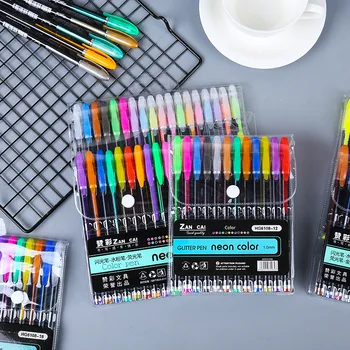 

24/36/48 Colors Gel Pen Set Glitter Gel Pen Highlighter Pen for Child Writing Drawing Tools Art Markers School Stationery
