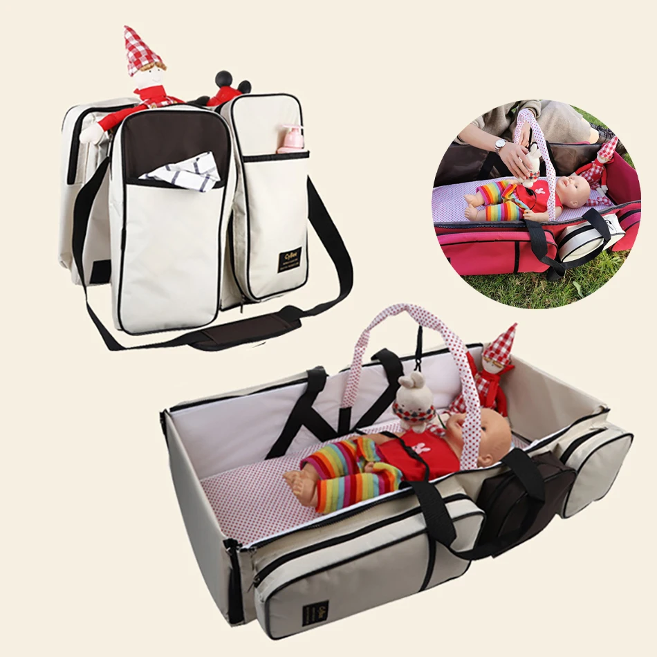 

NEW Multifunction Large Capacity Diaper Bag Mummy Backpack Portable Single Shoulder Pearl Cotton Fold Bed Bags With Mosquito Net