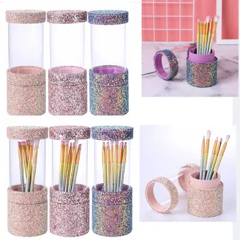 

NEW Sequins Visible Dust-proof Makeup Brush Holder Beauty Travel Makeup Brushes Holder Organizer Pencil Case