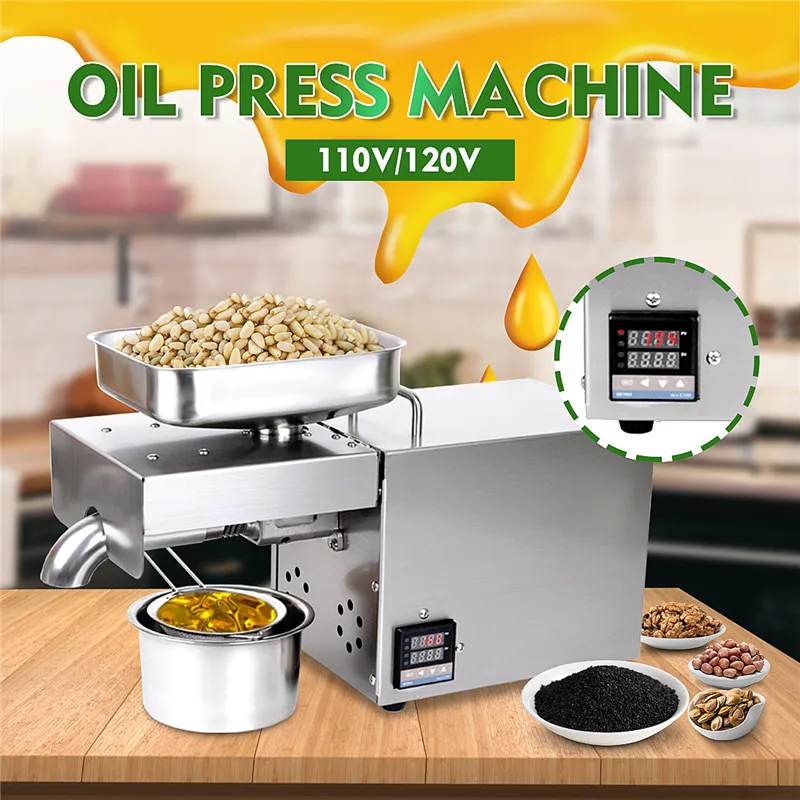 

US EU Plug Small Home Oil Press Machine Cold Hot Press for Peanut Coconut Automatic Stainless Steel Oil Expeller