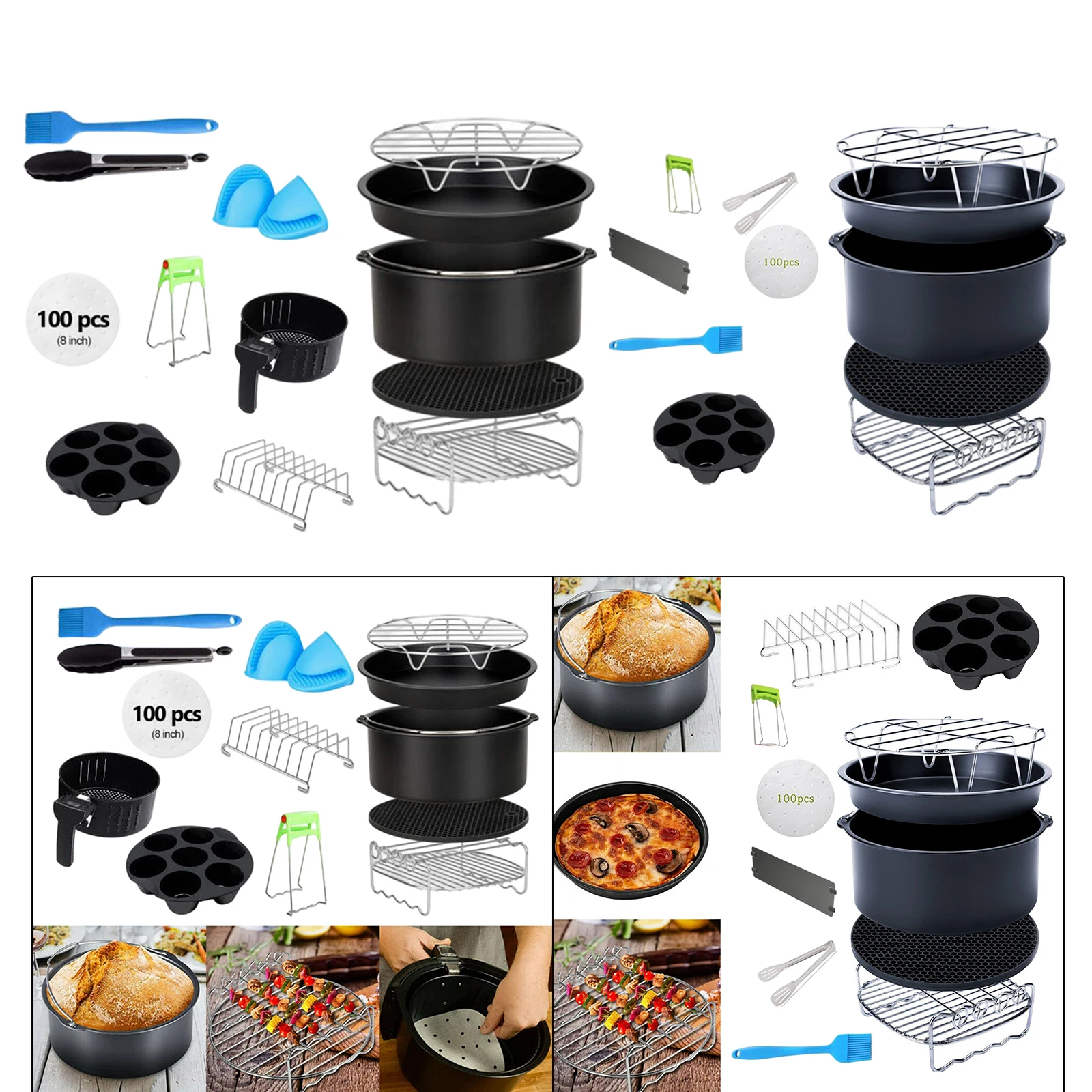 12pcs/set 20cm Air Fryer Accs Kits 4.2QT-6.8QT Deep Fryer Pizza Pan Baking Pan Silicone Mat Plate Gripper 12pcs/set 20cm Air Fryer Accs Kits 4.2QT-6.8QT Deep Fryer Pizza Pan Baking Pan Silicone Mat Plate Gripper