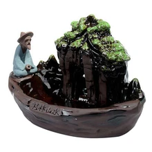 Backflow Incense Burner Home Decor Ceramic Smoke Backflow Incense Stick Holder Censer+ 10Pcs Incense Cones