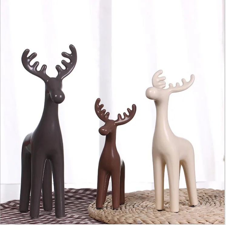 

Wei yang ming wu Northern European-Style Ceramic Reindeer Decoration Living Room Wine Cabinet Library Desktop Decoration Handicr