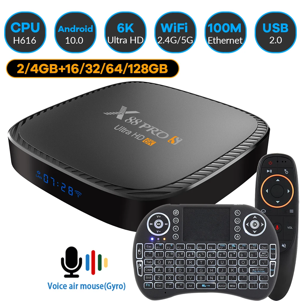 Transpeed X88S 6K 3D Android 10.0 TV Box Bluetooth 5.0 fast WiFi 2.4G&5.8G 16G 32G 64G 128G Voice Assistant Set Top Box