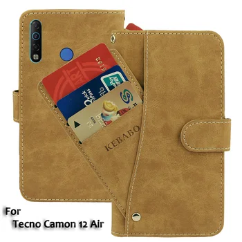 

Leather Wallet Tecno Camon 12 Air Case 6.55" Flip Fashion Luxury Front Card Slots Cases Cover Business Magnetic Phone Bags