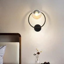 

Post-modern Simple Interior Wall Lamp Glass Bedroom Light luxury Round Corridor Stair Nordic Led Wall Lights Fixture Black Gold