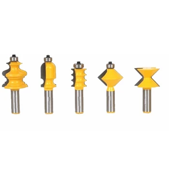 

5PCS/SET DIY Bookshelf Molding & Edge Banding Woodworking Tools Router Bit Table Edge Bit CNC Door Knife Wood Processing Promoti