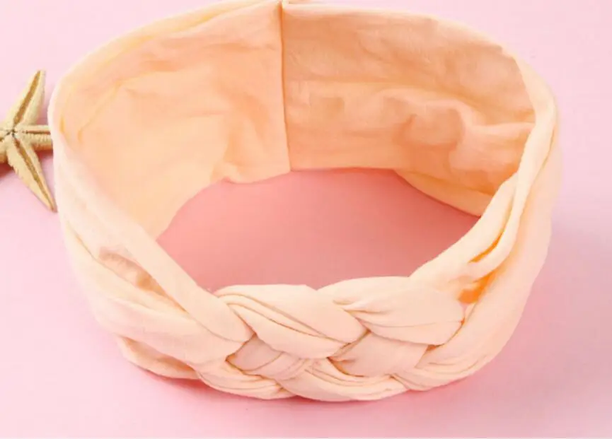 24PC/lot Twist Nylon Headbands Pure Color Girls Headband Top Knot Elastic Turban Hairband Baby Head Wraps