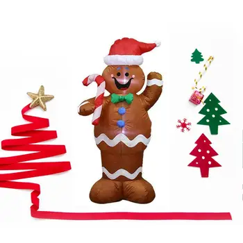 

Inflatables Gingerbread Man Gift Package with LED Christmas Party Decor Supper Market Hotel Gingerbread Man 1.5M Drop Ornaments