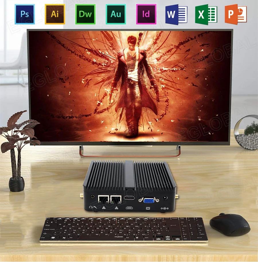 Eglobal Cheapest Intel Celeron J4125 J4105 N4100 Barebone Fanless Mini Computer Pc 2lan 2com Hdmi Vga 3years Warranty Barebone Mini Pc Aliexpress