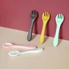 BPA Free Soft Silicone Spoon Fork Baby Feeding Solid Food Spoon Toddlers Infant Accessories Dishes Tableware For Children 2