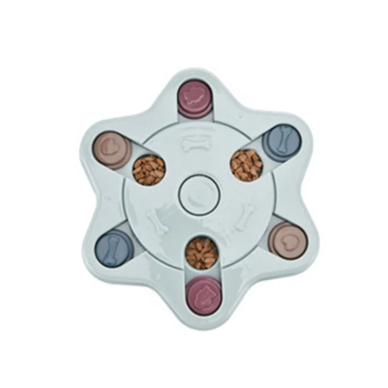 Flower Blue Новинка, миска для собак, вращающаяся на стол, медленная кормушка для щенков, диспенсер для еды, пластик, не задыхается, блюдо для кормления домашних животных, головоломка, обучающие игрушки для собак - Цвет: Flower Blue