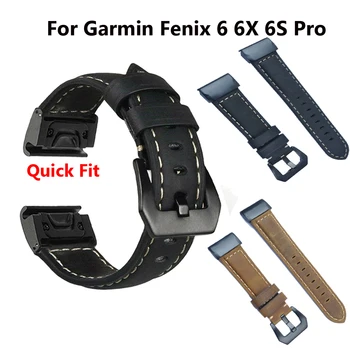 

26 22 20MM Watchband Strap for Garmin Fenix 5X 6X 6 6S Pro 5 5S Plus 3 3HR Watch Quick Release leather Easyfit Wrist Band Strap