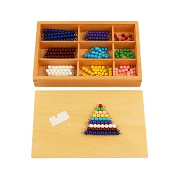 Montessori Mathematics Material 1-9 Beads Bar in Wooden Box Early Preschool Toy 1