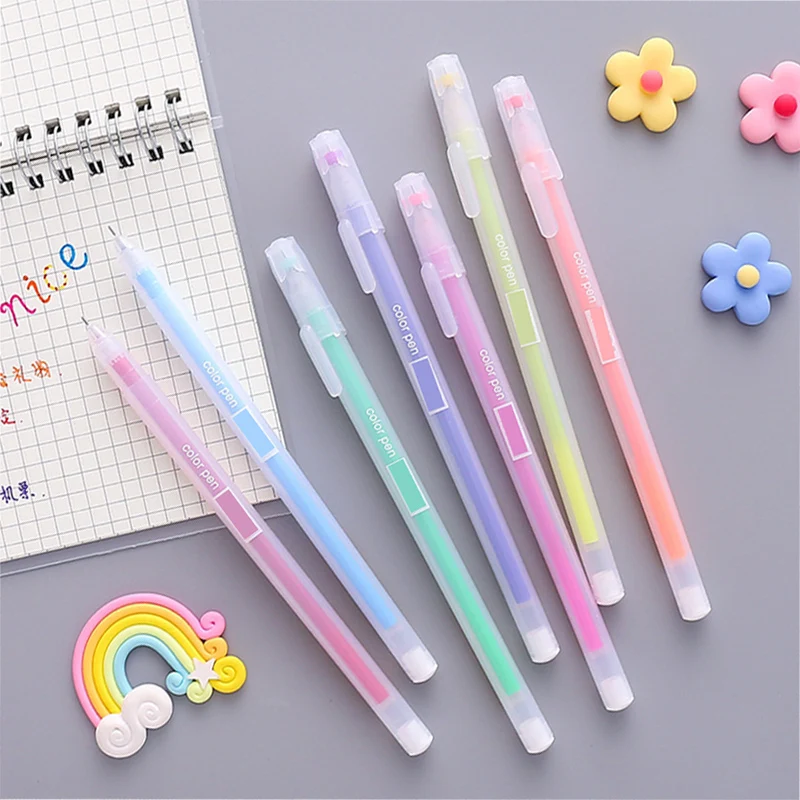 12 unids/set kawaii Plumas de gel de color de la Escuela Azul 0,5mm  bolígrafo para diario lindo Colegio estacionario tela suministros de  papelería