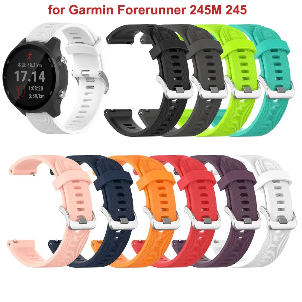 20 мм спортивный силиконовый ремешок для часов Ремешок для Garmin Forerunner 245 245M 645 Vivoactive 3 умные часы цветной браслет