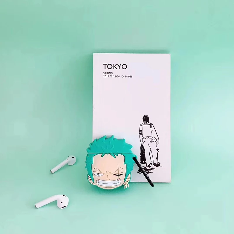 Hot Roronoa Zoro ONE PIECE soft Silicone Bluetooth Wireless Earphone cover For Apple AirPods 1 2 Buzz Box Headset case coque