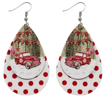 

New Fashion Multi-Color Leaf Leather Earring Geomertical Colorful Dangle Jewelry For Women Girls Christmas Gift