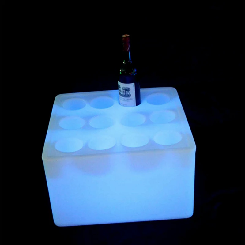 

D43*H26cm 16 Color Changing LED luminous wine rack Waterproof IP65 Glowing Square Wine Holder for Coffee Bar KTV Party event 1pc
