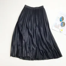 Европейская и американская модная металлическая юбка, новая яркая плиссированная юбка А-силуэта, большая юбка для женщин на осень и зиму