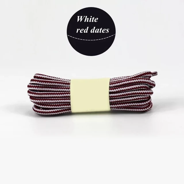 1 Pair 18 Colors Striped Double Color Shoe laces Round Outdoor Sneakers Shoelaces Cotton Boots Shoelace 70CM 90CM 120CM 150CM White red dates