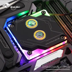 Bykski bloco de água para cpu, use para intel lga1150 1151 1155 1156 2011 2066 x99 i7 rgb light, suporte para cabeçote gnd de 5v e 3pin para placa mãe