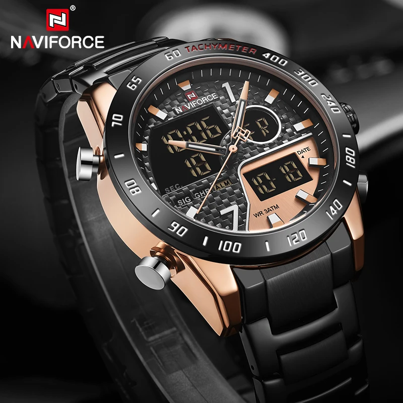 Top Luxury Brand NAVIFORCE Men Watches Military Digital Sport wristwatch Mens Waterproof Stainless Steel Clock Relogio Masculino