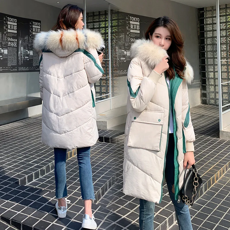 

Cotton-padded Clothes 2019 New Style Women's Korean-style Mid-length Winter Oversize Cotton Coat Loose-Fit Large Fur Collar over