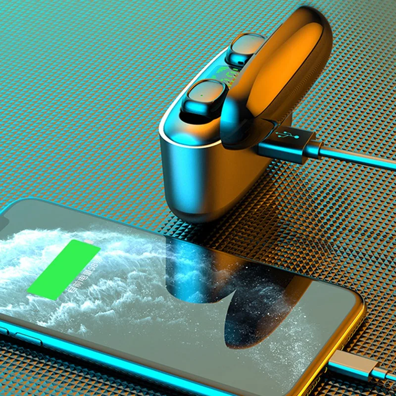 Tws Wireless Bluetooth Headset Wireless Binaural Call In Ear LED Display with Microphone
