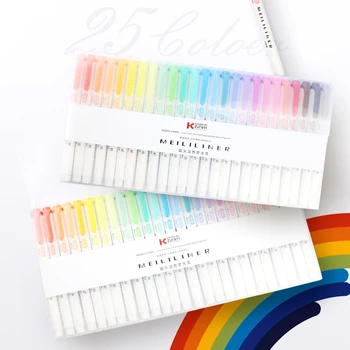 

10/25 colors Liquid-ink Highlighter Pen Stationery Double Headed Fluorescent marker Pen office supplies