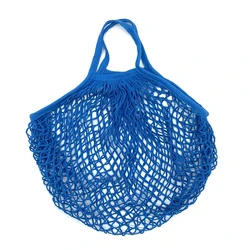 Eco - friendly Organic Cotton Reusable Mesh Tote Bags (Blue)