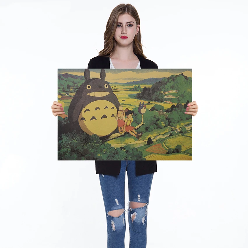 Винтажный постер из крафт бумаги Hayao Miyazaki с аниме фильмом настенная наклейка